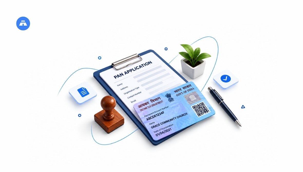 PAN application form and stamp representing how to apply for a church PAN